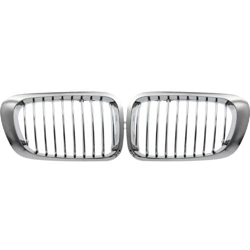 2 Pieces Silver Front Hood Grill Chrome Grille Mesh for BMW E46 M3 3 Series