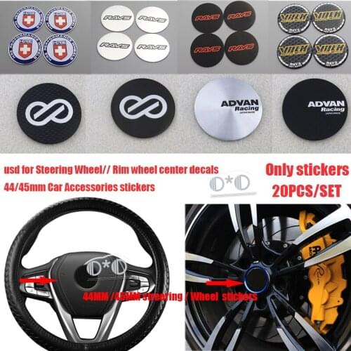 20PC 45mm Enkei Work HRE Advan Racing Volk Rays Racing Car Wheel Center Centre Hub Cap stickers label decals Auto Styling Emblem