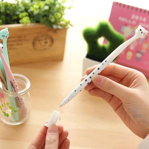 4 Pcs/lot Kawaii Ballpoint Pens Kitten Cat Footprints Black Gel Ink Roller Ball Point Pen Stationery School Office Supplies