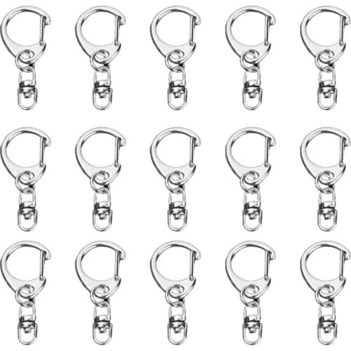 50pcs Key Chain Clip Hooks Metal Swivel Lanyard Snap Hooks C-Shape Hooks Key Rings Crafting