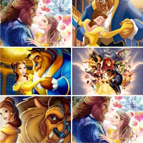 Disney 5D DIY Diamond Painting Beauty and The Beast Belle Full Circle Diamond Embroidery Exquisite Handmade Decorations