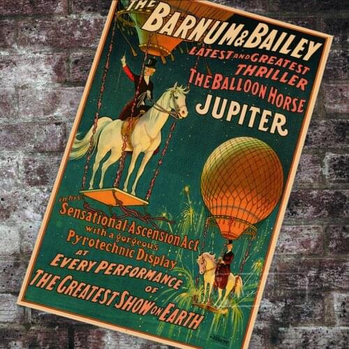 American Vintage Circus Poster the balloon horse Jupiter Classic Canvas Paintings Vintage Wall Posters Stickers Home Decor Gift