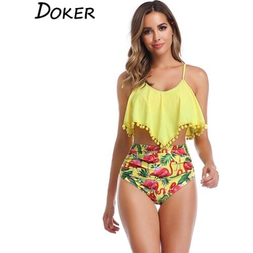 Bikini 2020 Summer Floral Print Swimwear Women Two Pieces Set High Waist Bikini Push Up Plus Size Swimsuit Womens Sexy Bikinis