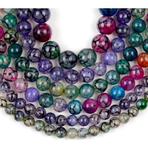 Natural Stone Beads Multicolor Dragon Trace Round Beads For Jewelry Making Needlework DIY Necklace Bracelet Charms 6/8/10mm 15