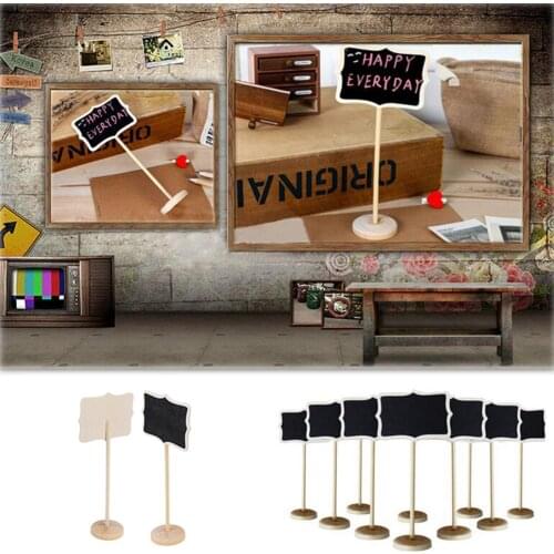 Wooden Vertical Mini Sign Message Black Board Coffee Shop Bar Home Decor Price Tag Memo Board Seats Board With 2 Stents 18*8cm
