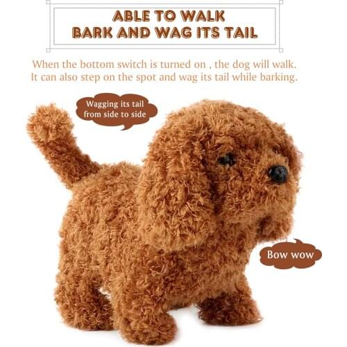 Electric Toy Soft Realistic Teddy Dog Plush Walking Barking Wagging Tail Dog Simulation Moving Plush Stuffed Doll Christmas Gift