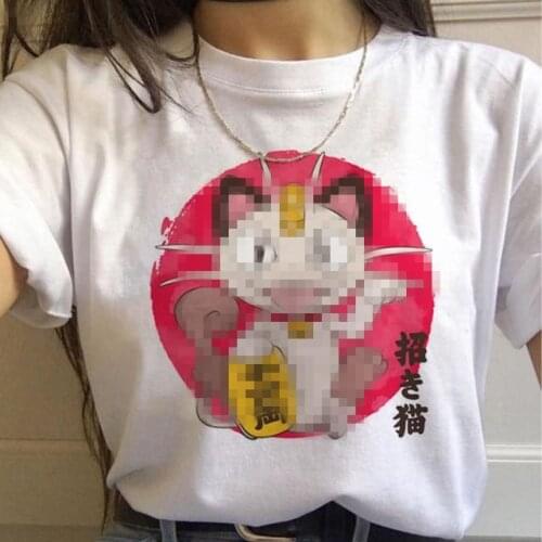 Women CAT Funny Girl Tshirt Girl Ulzzang Harajuku 90s Graphic T-shirt For Summer Funny Print T Shirt Girl,Drop Ship