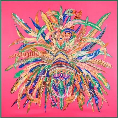 Hot! beautiful scarf 130*130cm Women New Fashion Indian Feather Crown pattern high quality Fashion shawl
