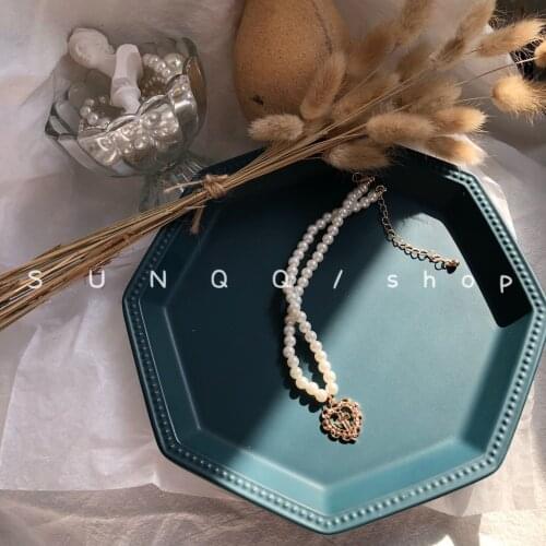 KINFOLK Pearl Necklace Near Round Jewelry Gift Chain Pendant Choker Necklaces For Women Collares Chocker Chain Necklace