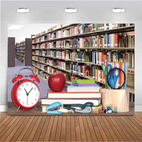 Books Bookshelf Clock Study Tools Stationary Library Baby Child Portrait Photo Backgrounds Photography Backdrops Photo Studio