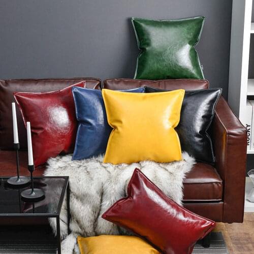 Northern Europe crazy horse oil skin pillow Retro sofa Leatherwear cushion Living room throw pillow cover household cushion