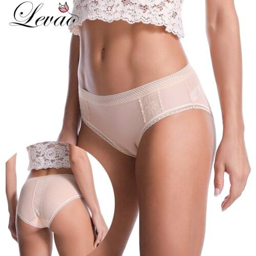LEVAO Luxury Sexy Women Transparent Lace Panties Thin Mesh Comfortable Seamless Underwear Briefs Ladies Plus Size Underpants