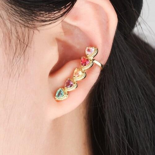 Personality Earrings for Womens Colored Zircon Exquisite Versatile Female Stud Earrings Ear Clips Fashion Trend Party Jewelry