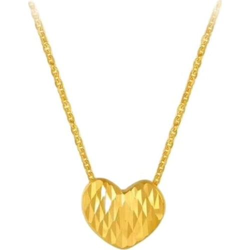 MADALENA SARARA Pure Gold Heart Pendant 18k Pure Gold Chain Necklace Small Clavicle Water Wave Necklace