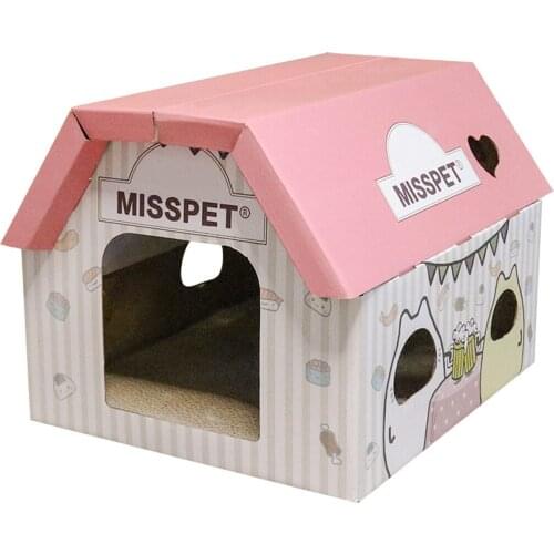 Legendog 1pc Cute Cat House Cardboard Decorative Cartoon Kitten Hideaway House Pet Scratching Toy Pet Products