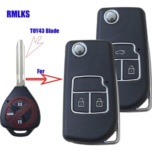 2 3 Buttons Flip Remote Key Case For Toyota Crown Corolla Camry RAV4 Reiz Key Shell Uncut TOY43 Blade