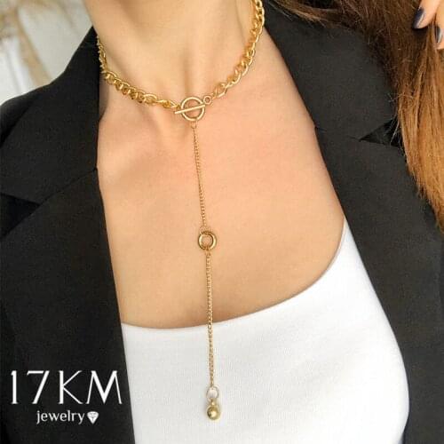Trendy Gold Long Chain Choker Necklace For Women Small Ball Pendant Necklace Fashion Lock Choker Necklaces 2021 NEW Jewelry