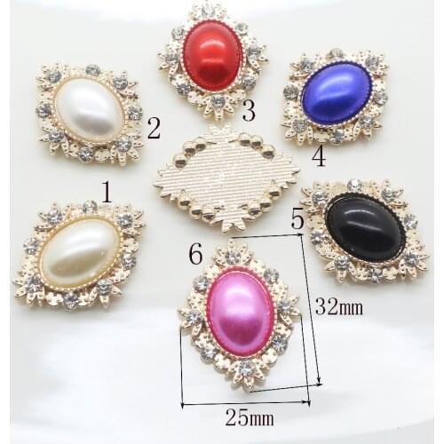 Fashion 50pc pearl rhinestone button 2017 Flower Shaped Wedding decoraation Flat back Clothing metal button DIY Accessories