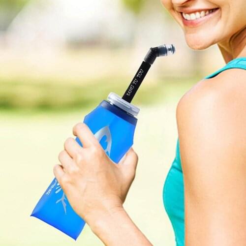 Soft Water Bottles TPU Folding Flask For Running Climbing 600ML Water Bottle Outdoor Mountaineering Cup Ultralight Sports