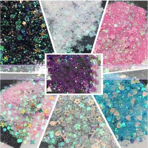 10Ml/box Epoxy Resin Mold Sequins Fillings Sparkling Materials Glitter Powder Heart Star Mix Chunky Sequins Resin Crafts