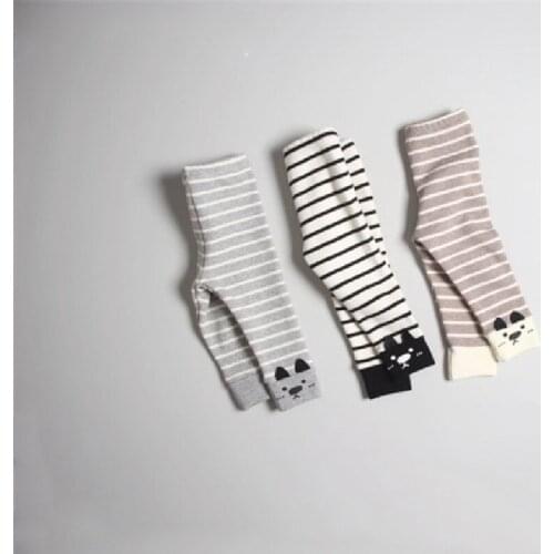 Newborn Baby Legging Pants Autumn Kids Girls Pants Thick Fleece Boy Trousers Stripe Cotton Infant Toddler PP Pants Winter 0-2Y