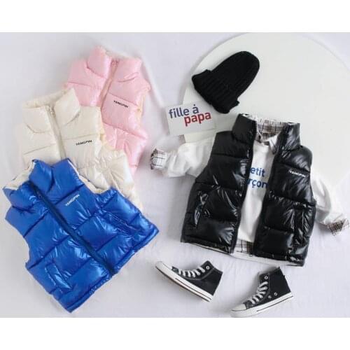 2021 New Childrens Down Cotton Vest Stand-up Collar Disposable Waistwear Baby Boys Girls Outer Wear Autumn Winter For 3-7 Years