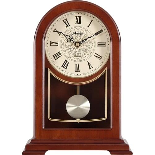New Retro Table Clock Wood Living Room Creative Vintage Wooden Desk Clock European Table Watch Mute Bedroom Pendulum Clock Gift