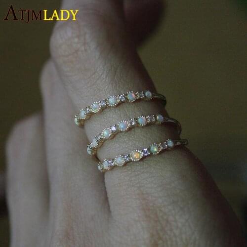 Wedding Rings Sale Anel Masculino Anel Wholesale Rose Color Fashion Design Cz Opal Band Skinny Thin Delicate Dainty Ring