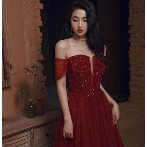 Charming Red Evening Dresses 2020 Crystal Beaded Formal Gown Custom made Long Evening Party Gowns