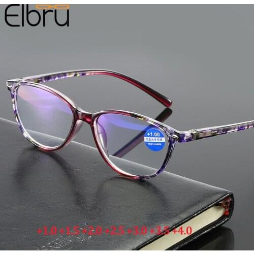 Elbru +1.0 1.5 2.0 2.5 3.0 3.5 4.0 Diopter Reading Glasses Men Women Unisex Eyeglasses Retro Anti-blue Light Presbyopia Eyewear