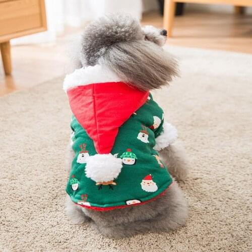 Dog Coat New Christmas Coat Cotton-padded Jacket Teddy Pomeranian Small Dog Autumn and Winter Clothes Thickened Dog Clothes