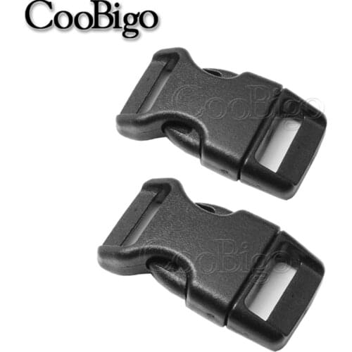 50pcs Plastic Curved Side Release Buckle for Backpack Straps Paracord Bracelets Pets Collar Belt Outdoor Sports Bag Webbing 20mm