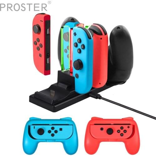 Proster For 6 IN 1 Charger Cradle Controller for Nintendo Switch Console Joy-Con Set Accessories Kit with Charging Dock