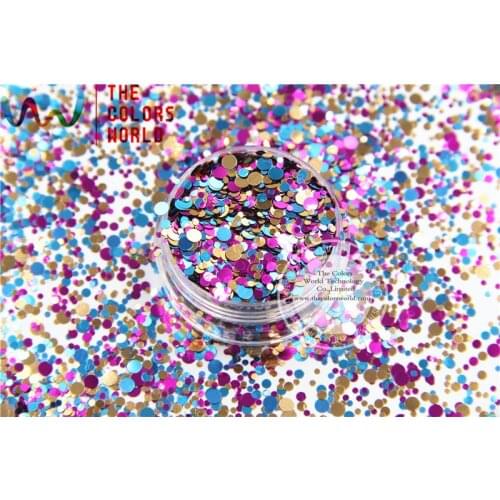 RM321-291 Mix Colors and Round Dot shapes Metallic luster Glitter for nail art makeup and DIY decoration