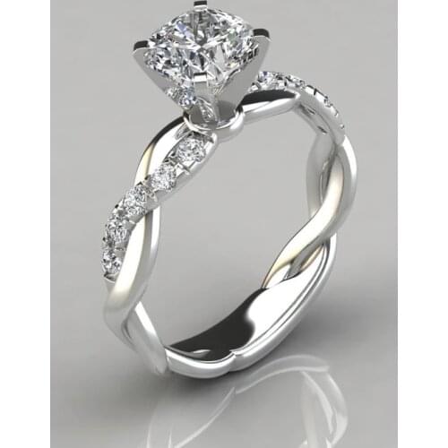 Luxury Female Lab Diamond Stone Ring Sterling Silver Gold Engagement Ring Crystal Small Round Wedding Rings For Women