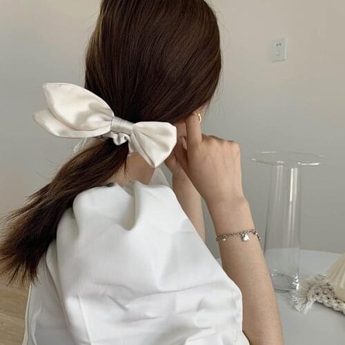 Luxury Soft Satin Silk Bowknot Hair Scrunchies Elegant Women Ties Ponytail Holder Fashion Hairbands Rope Headwear Accessories