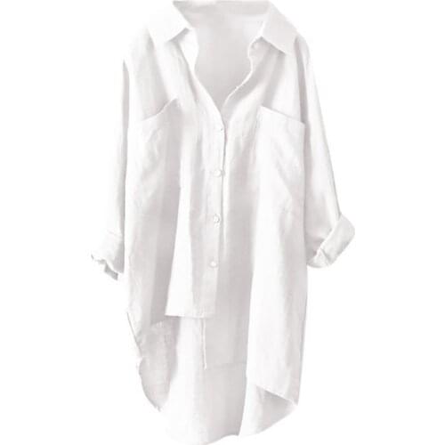 2021Long Shirt Women Cotton And Linen Spring Loose Vintage Blouse Long Sleeve Shirt Casual Comfortable Ladies Tops