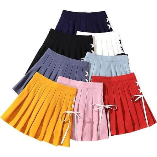 High Waist Women Pleated Skirt Summer Fashion Lady Mini Skirts Solid Color Sailor Skirt Slim A-Line Womens Short Mini Skirts