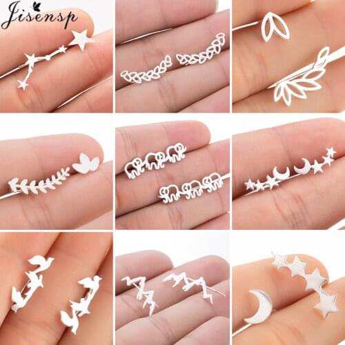Bohemian Vintage Earings Fashion Jewelry Star Moon Stud Earrings for Women Simple Round Wave Leaf Earing Ear Climber Girls