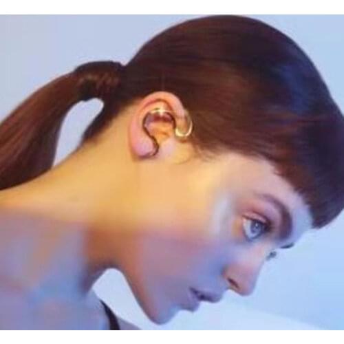 Ear auricle shape earcuff ear clip on earring without piercing no hole stainless steel simple punk unique cool jewelry 2021