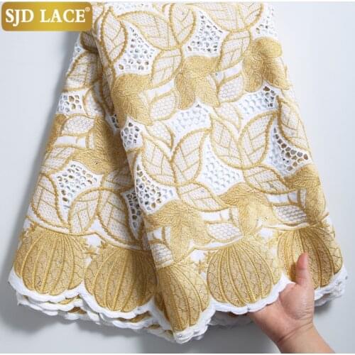 SJD LACE 100%Cotton African Lace Fabric 2021High Quality Dubai Style Swiss Voile Lace In Switzerland For Wedding Dress Sew A2280