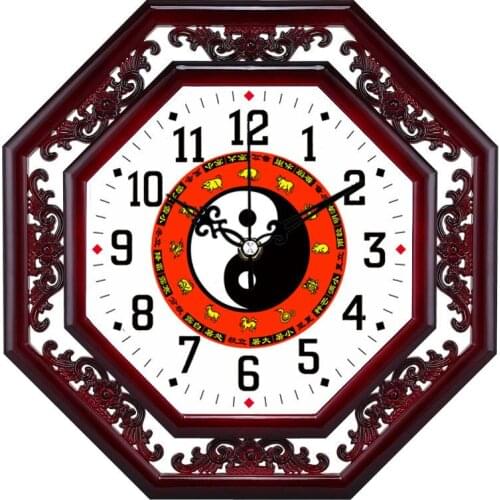 Nordic Wooden Silent Digital Wall Clocks Decor For Living Room Needle Traditional Chinese Style Lucky Money And Evil Spirits
