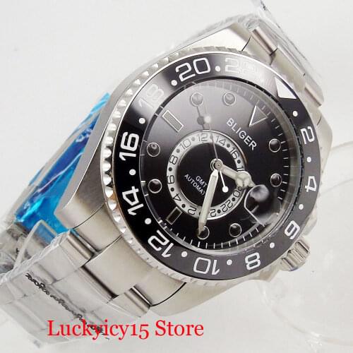 Special Design 43mm Mechanical Men Watch Date Window GMT Function Sapphire Crystal Brushed Case Automatic MINGZHU 5833 Movement