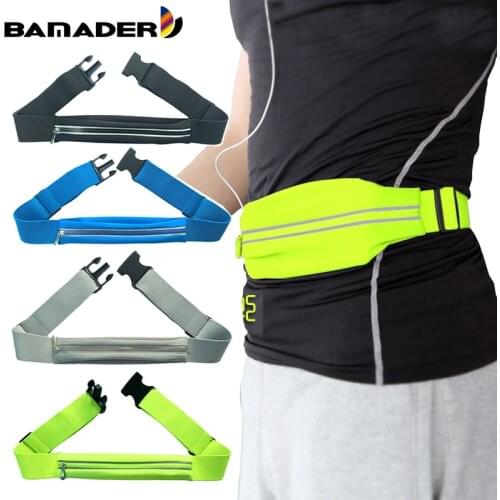BAMADER Outdoor Sports Waist Bag Unisex Elastic Fitness Storage Cell Phone Pocket Waterproof Reflective Multifunction Belt Bag
