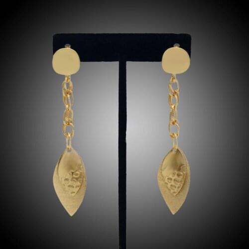 YULAILI Free Delivery High Quality Brand New 22 Carat Gold Color Copper Material Dangle Earrings for Girls
