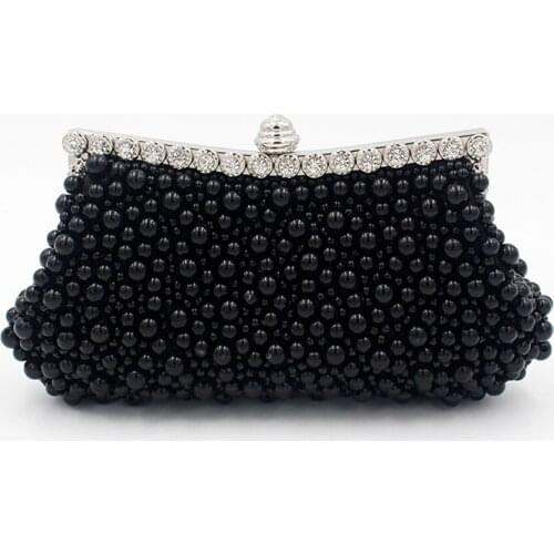 Women Pearl Beading Handmade Evening Bag Rhinestone Diamond Purse Clutch Wallet For Wedding Party Shoulder Handbag 2020 new