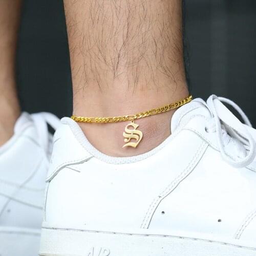 Anklet Bracele for Women Gold Stainless Steel Letter Leg Chain Gold Men Ankle Bracelet A-Z Alphabet Anklet браслет на ногу