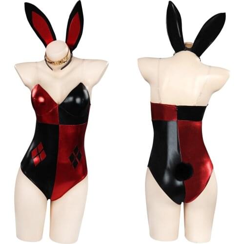 Harleen Quinnzel Bunny Girl Jumpsuit Cosplay Costume Outfits Halloween Carnival Suit