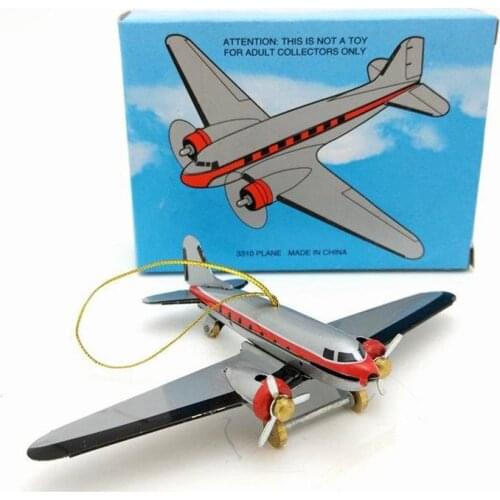 Tinplate clockwork chain retro nostalgic Boeing airliner toy nostalgic bar art decor model collection boys toys