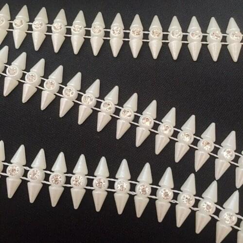 1yard/lot heart Flatback Imitation Natural pearl Imbue Diamond Beads Pearl Imbue Diamond Ribbon Trim Wedding decoration